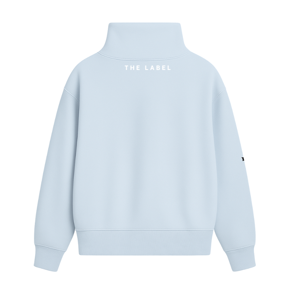 Blue Mockneck Varisty Hoodie