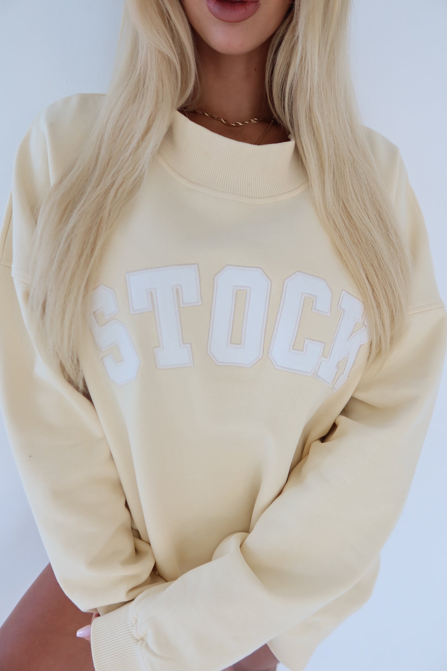 Butter Yellow Mockneck Varisty Hoodie