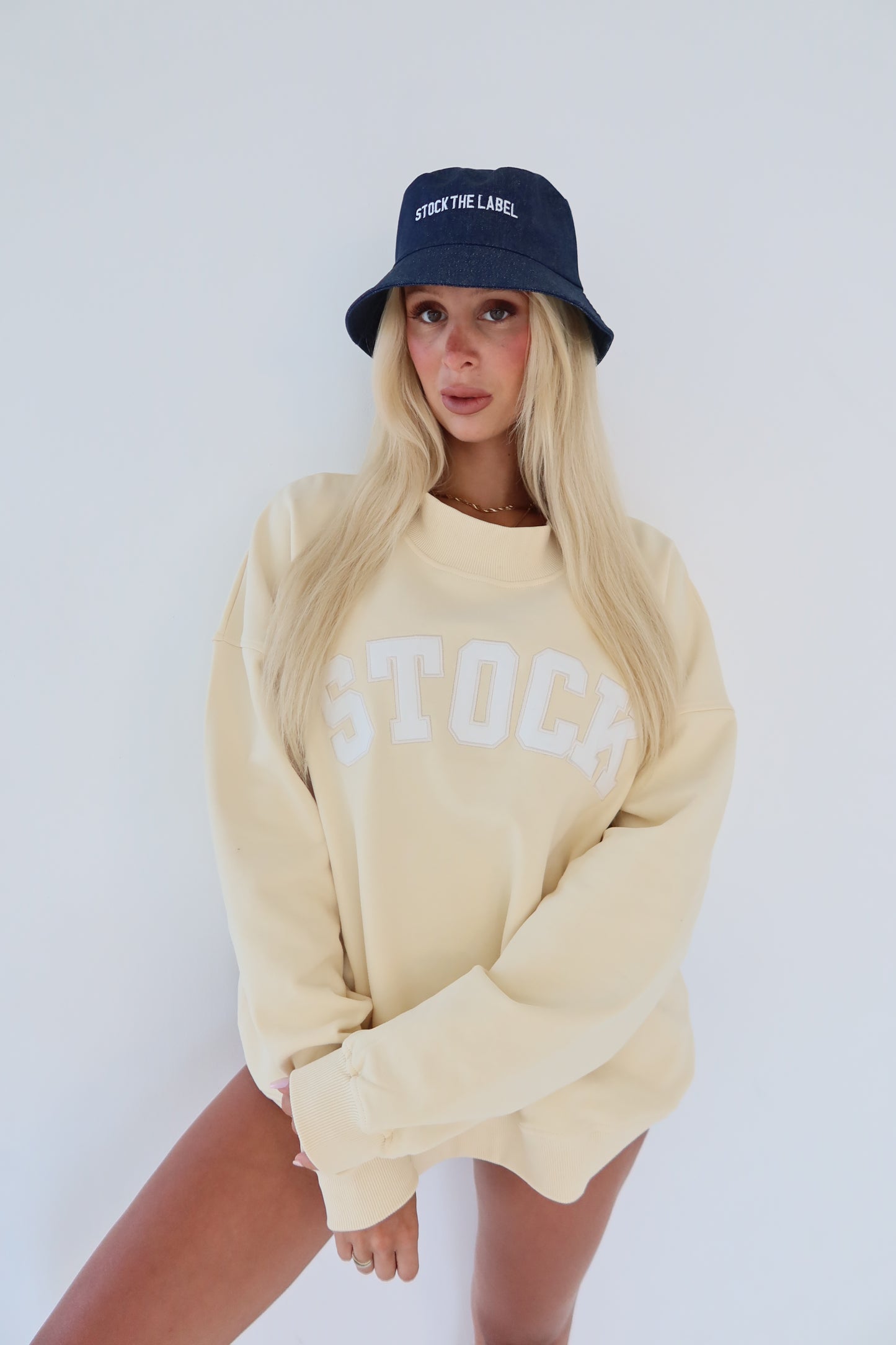 Butter Yellow Mockneck Varisty Hoodie
